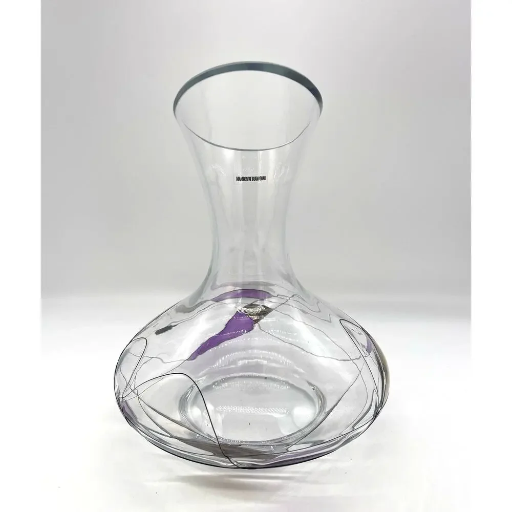 Handmade Romanian Crystal Wine Decanter / Carafe Stained Glass Mosaic MILANO